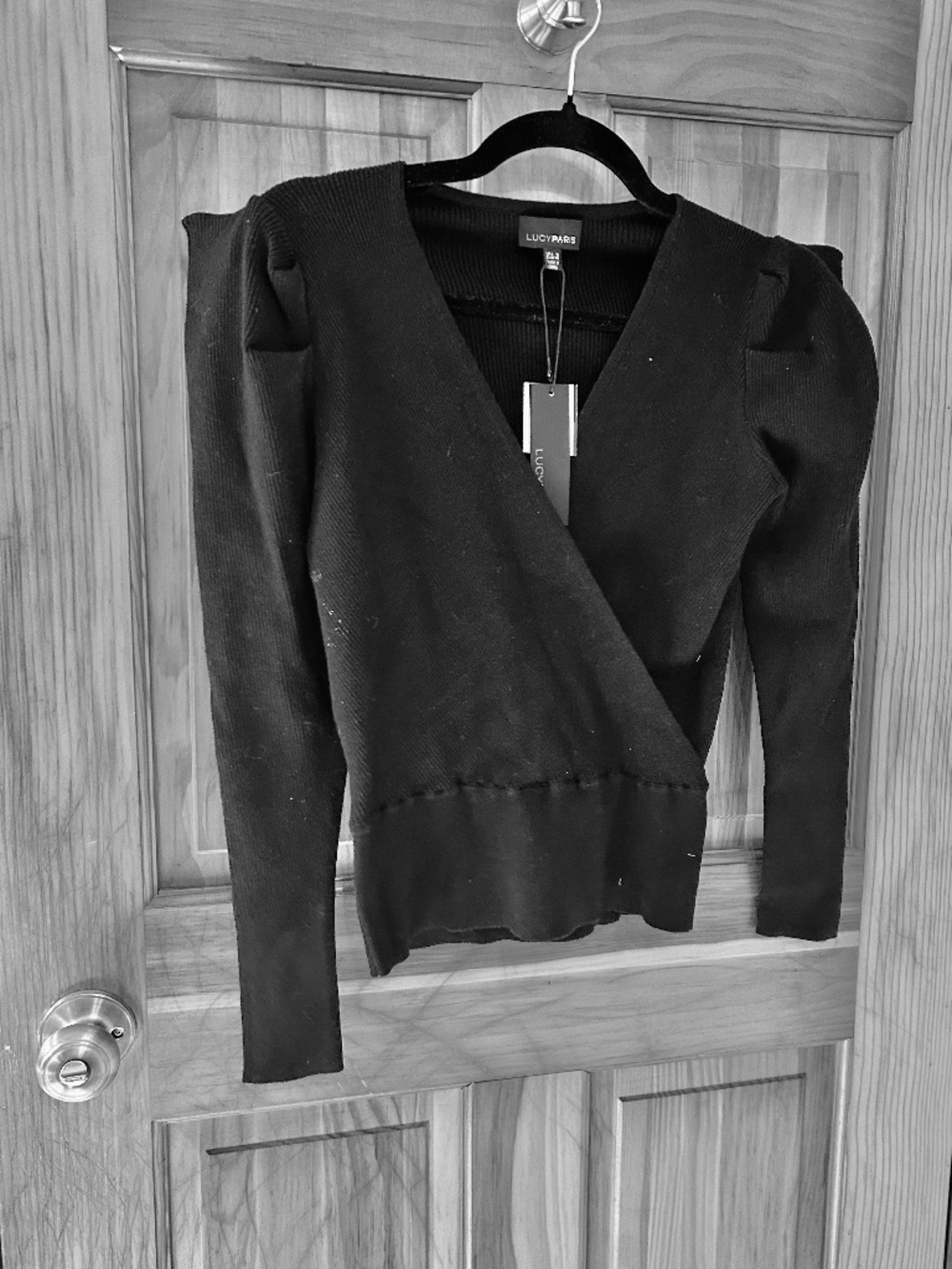 SW6 NWT SW6 Black Lucy Paris Small Ribbed Knit Sweater Asymmetrical
